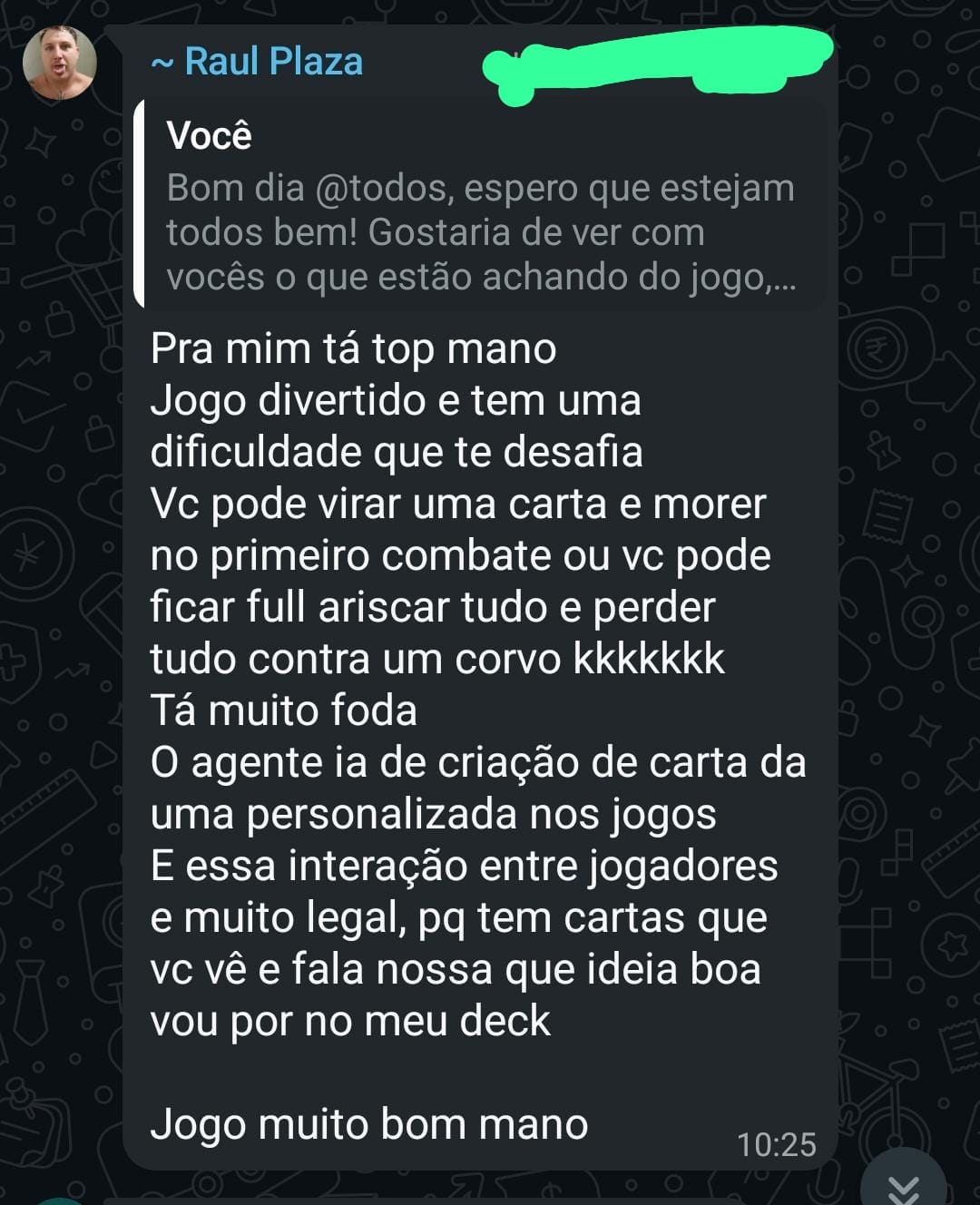 Depoimento de Raul Plaza sobre a dificuldade e diversão do jogo