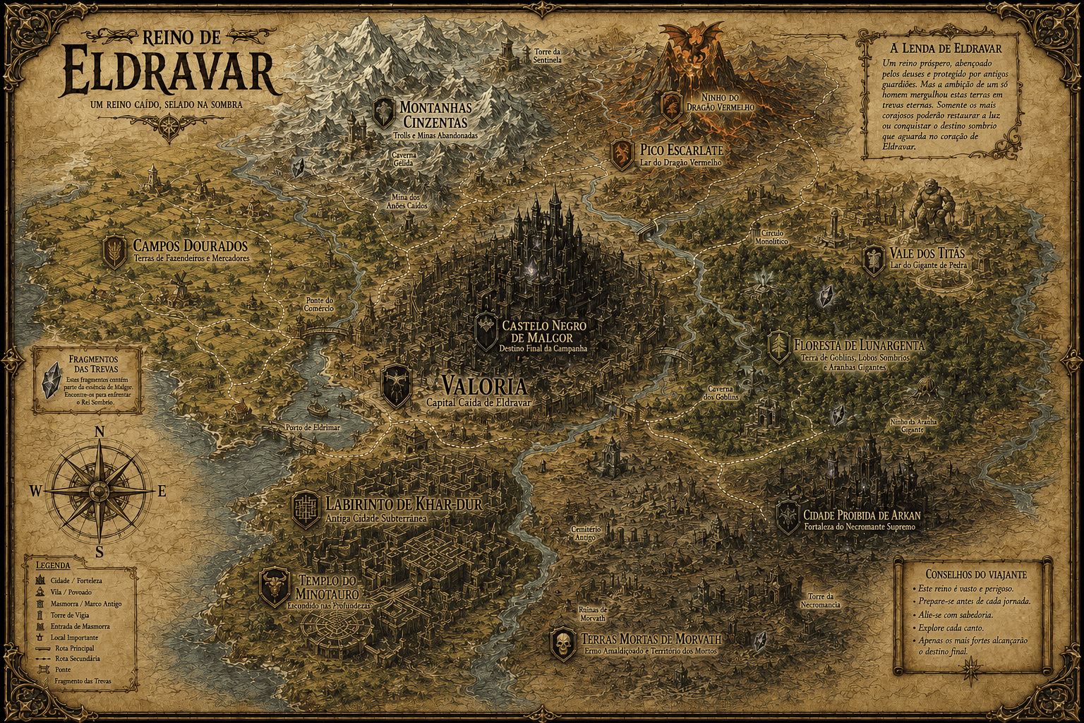 Mapa ilustrado do Reino de Eldravar